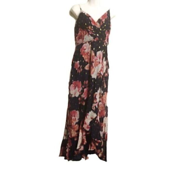Crystal Doll Womens Floral Ruffled Hi-Low Maxi Dress Juniors 9 - Picture 3 of 4